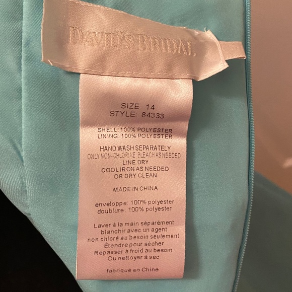 David's Bridal One Shoulder Pool Bridesmaid Dress - Picture 7 of 8